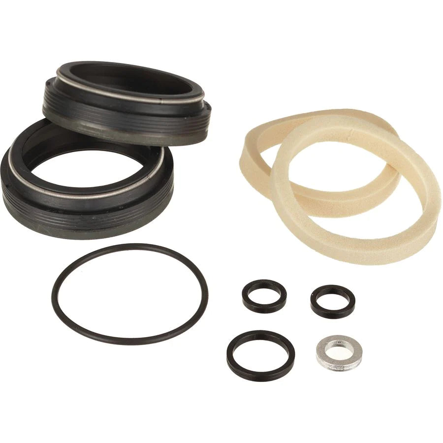 FOX 32mm low-friction flangeless dust wiper kit with wipers, foam rings, and washers, on white background