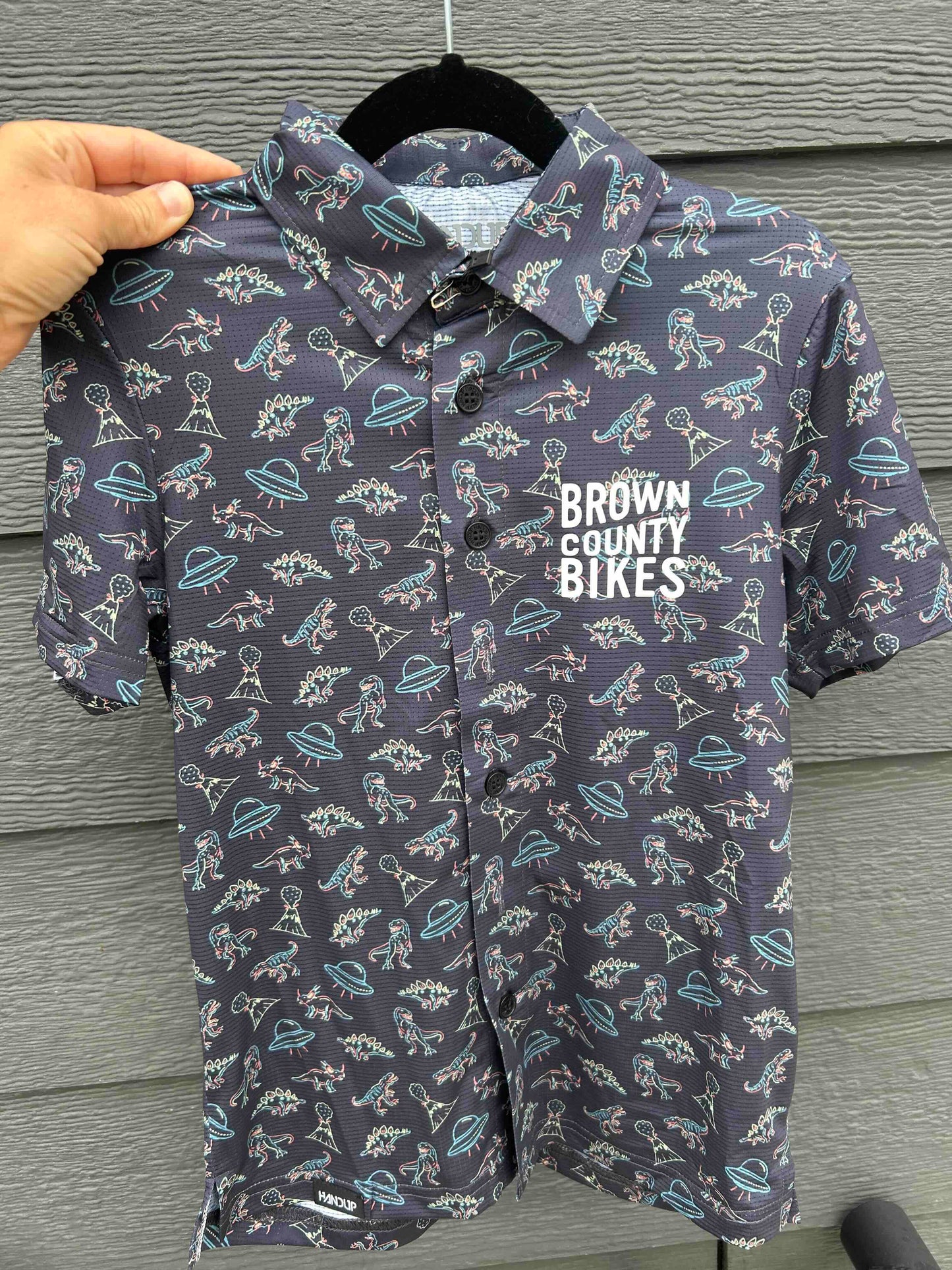 Youth Button Up UFO Dino