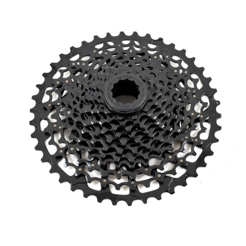 SRAM PG-1130 11-speed 11-42 tooth cassette in black, product photo on white background
