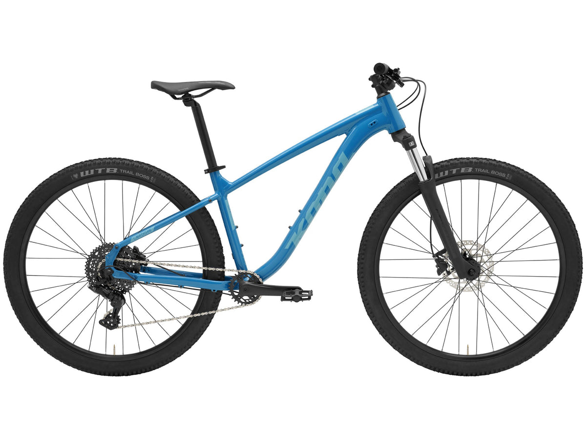 Kona Lava Dome 2026 hardtail mountain bike in Gloss Celestial Blue, drive-side full profile studio view
