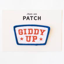 Giddy Up Embroidered Iron on Patch - Red, White and Blue