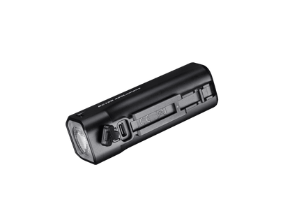Fenix BC15R bike light bottom view showing USB-C charging port cover, CE marking, and BC15R 400Lumens marking