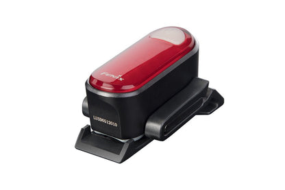 Fenix BC05R V2.0 tail light rear view showing red lens, Fenix branding, and clip mount, white studio background