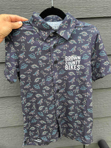 Youth Button Up UFO Dino